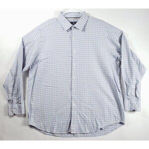 Hart Schaffner Marx Shirt Mens XL Brown Blue White Cotton Long Sleeve